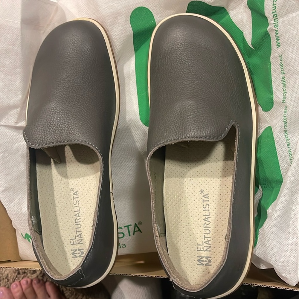 El Naturalista Grey loafers brand new with box .